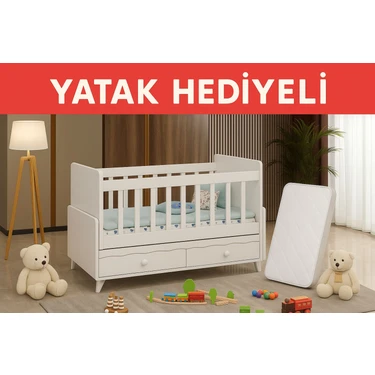 Luna Yatak Hediyeli 60*120 Ölçülerinde Anneyanı Sallanır Iki Çekmeceli