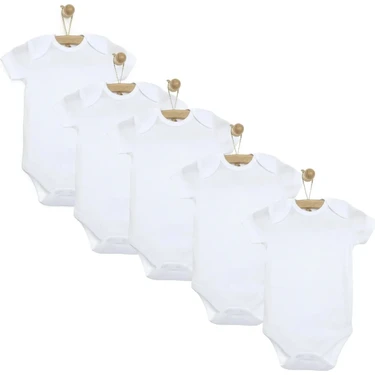 Mixi Baby Pamuklu Çıtçıtlı Bebek Body Bisiklet Yaka 5'li Set Kısa
