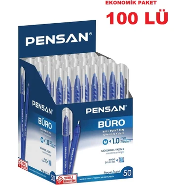 Pensan Büro Tükenmez Kalem Mavi 100 Lü Ekonomik