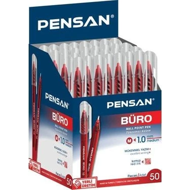 Pensan 2270 Büro Tükenmez Kalem Kırmızı 50'li