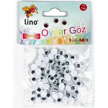 Lino Oynar Göz 100 Adet Siyah Beyaz 7 mm Dekoratif Hobi ve El İşi Malzemesi