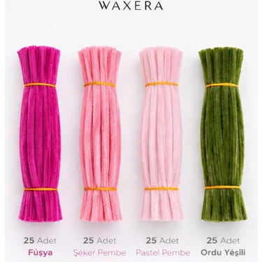 Waxera 100 Adet Renkli Şönil  Seti – Fuşya,şeker Pembe, Pastel Pembe ve Ordu