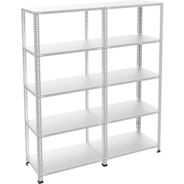 Rafburada 5 Katlı Duble Galvaniz Çelik Raf - Depo, Arşiv, Kiler, Dosya, Market