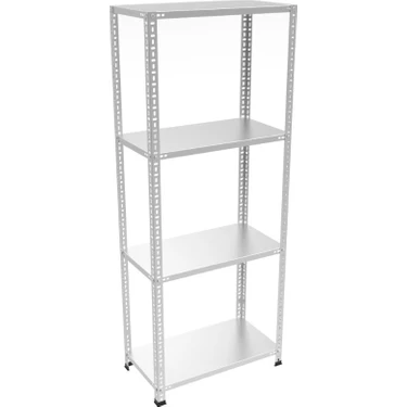 Rafburada 4 Katlı Galvaniz Çelik Raf - Depo, Arşiv, Kiler, Dosya, Market Rafı - 31x60 cm-100
