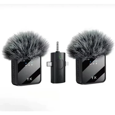 Azurtech  F11-2 Profesyonel 2 Li Kablosuz Yaka Mikrofonu 3in1 Mikrofon