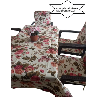 Mor Minder Sandalye Minderi Masa Örtüsü (120X180)  4 Adet  Minder  Kalın Duck Kumaş 4 cm Sünger