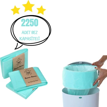 Korbell 16L Çöp Kovaları İle Uyumlu 2250 Adet Bebek Bezi Kapasiteli Çöp