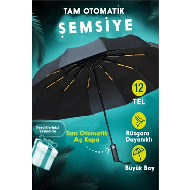 Fitfiyat 12 Tel Tam Otomatik Aç Kapa Unisex Rüzgara Dayanıklı