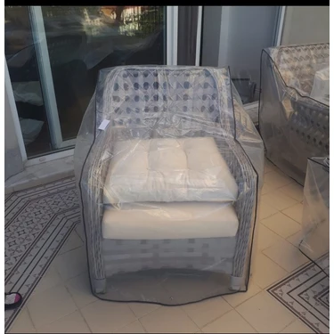 Düşler Ev Tekstili Bahçe Mobilya Koruma Kılıfı UV Katkılı Şeffaf Naylon Kuşgözlü 90x90 cm Tekli