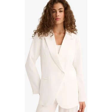 DeFacto Fitted Ceket Yaka Tafta Krep Blazer Ceket