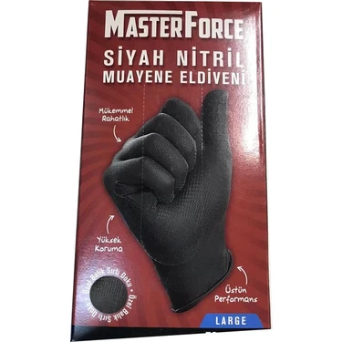 Master Force Kalın Siyah Nitril Eldiven 50 Adet L