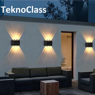 Canderel 2 Adet Modern 6 Ledli Solar Çift Taraflı Aplik Güneş Enerjili Duvar Aydınlatma