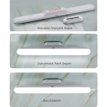 Garra Mıknatıslı Şarjlı LED Işık Micro USB Şarjlı Kablosuz LED Lamba 3 Farklı Işık LED