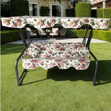 Mor Minder Süngersiz  Tenteli Salıncak Kumaş Seti 3kişilik  164X47 cm Süngersiz  Ingiliz Gülü