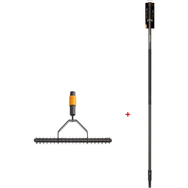 Fiskars 135513-1000655 Quikfit Çim Havalandırma Tırmığı + 1000661 Quikfit Sap -