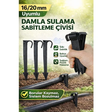 Mgf Plast 50 Adet Damla Sulama Hortumu Sabitleme Kazığı-Damlama Kazık-Plastik
