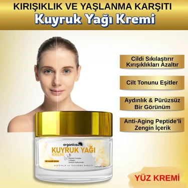 Organicsun Kuyruk Yağı Kremi | Anti Aging Yüz Bakım Kremi 50ML - Collagen Ilaveli, Nemlendirici