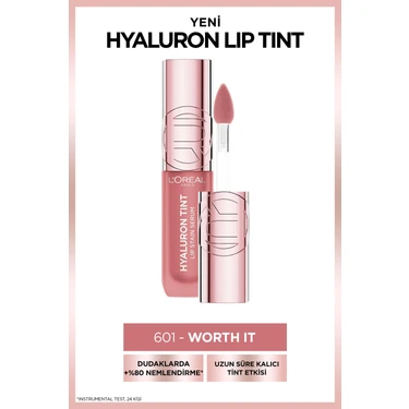 L'oréal Paris 601 Worth It Hyaluron Lip Tint Dudaklarda %80 Nemlendirme ve Uzun Süre Kalıcı