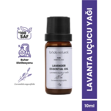 Bade Natural %100 Saf Doğal Lavanta Uçucu Yağı 10 ml Unisex Buhar Distilasyonu ile