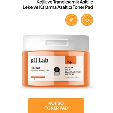 pH Lab Kojiso Kojik ve Traneksamik Asit Toner Pedi 60 Adet Tüm Cilt Tipleri için Arındırıcı