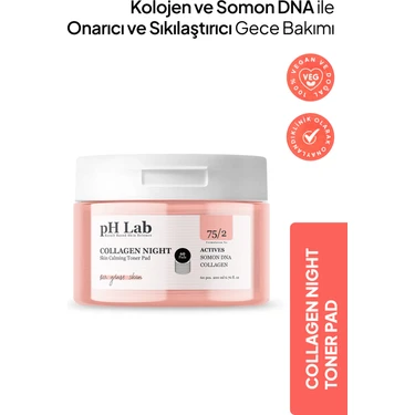 Ph Lab Phlab Gece Bakım Toner Pedi Kolajen ve Somon DNA Etkisiyle 60 Adet Tüm Ciltler
