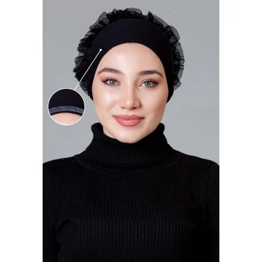 Nanak Siyah Likralı Fırfırlı Kaymayan