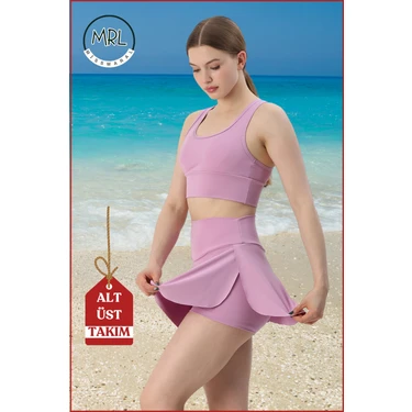 Kadın Alt-Üst Takım Şort & Crop Denizde Havuzda Sporda Casual / Günlük Kullanım Lila