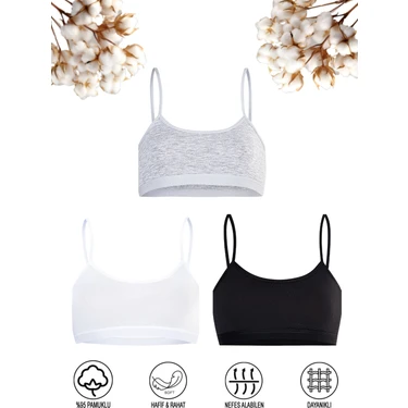 Özkan Underwear Özkan 42324 3'lü Paket Kız Çocuk Pamuklu Karışık Renk Süprem Pedsiz Alıştırma