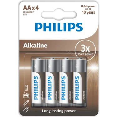 Philips Alkalin 4 Adet AA Kalem Pil 1.5V Elektronik Cihazlar İçin Güç