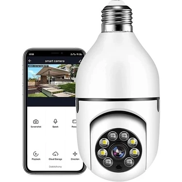 Melek Store  Wifi 360 Panoramik Ampul Kamera Gece Görüş Ses Akıllı Hareket