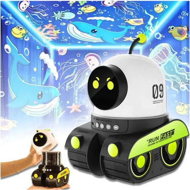 Çocuklar Için Eğitici ve Eğlenceli Robot Temali Projektör Gece Lambası 21