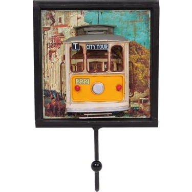 Dekoratif Metal Askı Tramvay Dekorlu Retro Askılık