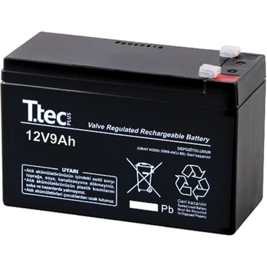 Ttec 12V 9 Ah Bakımsız Kuru Akü Yatay ve Dikey Kullanım için Uygun Sızdırmaz