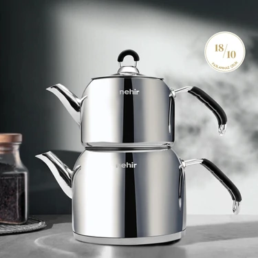 Nehir Modern Mini Küçük Boy 0.8-1.6 Lt. Paslanmaz Çelik Çaydanlık