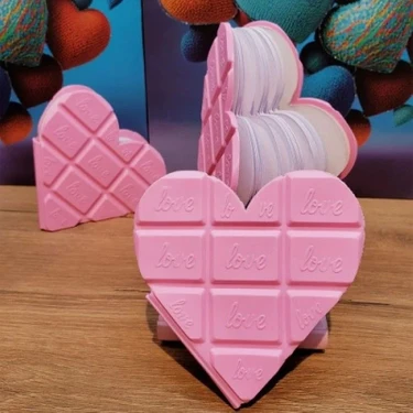 Kalpli Çikolata Not Defteri Pembe