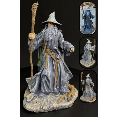 Kingdomof3D Yüzüklerin Efendisi Gandalf Figürü – El Yapımı Dayanıklı Reçine, Antrasit Gri Detaylı
