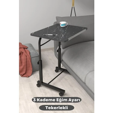 Depolife Eğim Yükseklik Ayarlı Laptop Sehpası Kahvaltı Ders Çalışma Bilgisayar Masası Metal Ayak
