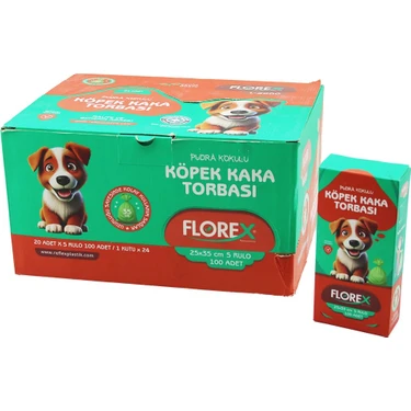 2400 Adet = 1 Koli Köpek - Evcil Hayvan Kaka Torbası Pudra Kokulu - 25X35CM