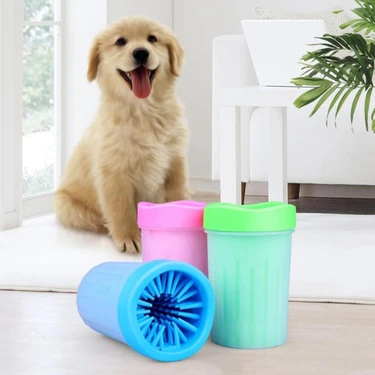Pileli Store Silikon Jel Fırçalı Kedi Köpek Pati Ayak Yıkama Temizleme Kovası (Küçük)
