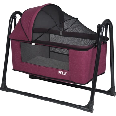 POLLY BABY Keten Fileli Silinebilir Portatif Sallanır Anne Yanı Beşik Sepet Beşik Hamak Beşik