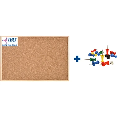 Sert Kırtasiye Ahşap Çerçeve Ahşap Pano 45 x 60 cm + Harita