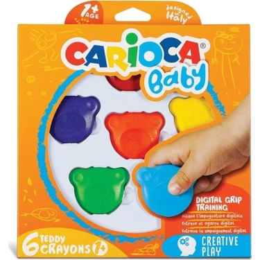 Carioca Teddy Şekilli Elleri Kirletmeyen Mum Boyalar
