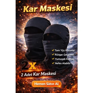 Dudaktan Kalbe 2 Adet Kar Termal Maskesi Rüzgar Geçirmez Full Likralı Termal Kumaş (Her Bedene