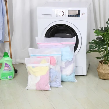 Mor Bebe Çamaşır Yıkama Filesi Renkli Fermuarlı