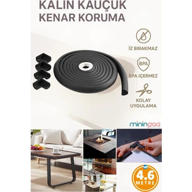 Miningaa 4.6 Metre 4 Adet Köşe Koruyucu Köşe Ve Kenar Koruma 3m Bant Esnek Yumuşak Darbe