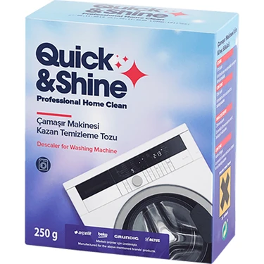 Quick&Shine Çamaşır Makinesi Kazan Temizleme Tozu 250 g Kireç Çözücü Etkili