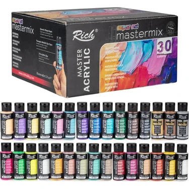 Rich Mastermix Akrilik Boya Seti 30 Renk 60 cc Su Bazlı Kokusuz Yüksek