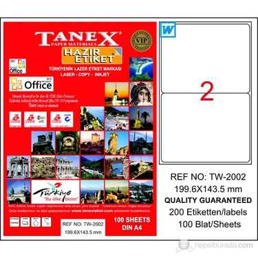 Tanex TW-2002 199,6x143,5 mm Laser Etiket 100