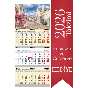 Sticker Art 2026 Büyük Boy Sarı Gemici Denizci Duvar Takvimi 33 x 77,5 cm Kusgözü ve