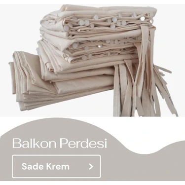 Korniş Düğmeli ve Bağcıklı Pamuklu Kumaştan Krem Balkon